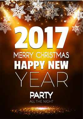 2017雪花金色粒子新年海報圖片