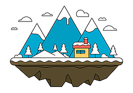 藍色景觀島矢量插畫