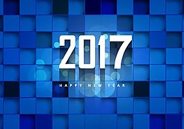 2017新年快樂藍立方背景