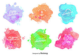 夏天watercolored郵票