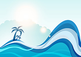 夏季海浪矢量背景