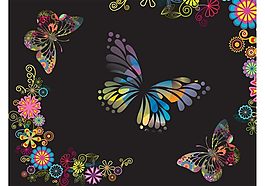 蝴蝶和Flowers Background