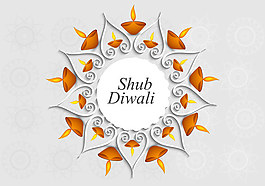 shubh排灯节的Rangoli和油灯