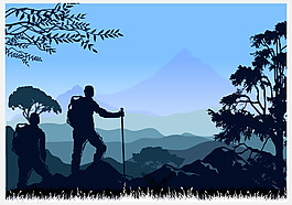 登山旅游矢量圖