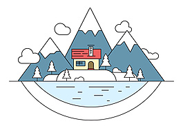 雪景島矢量插畫