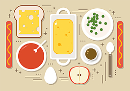 平面食物矢量插图