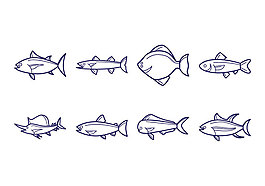 自由鱼图标矢量