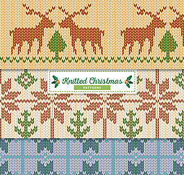 3款圣誕針織圖案無縫背景矢量素材