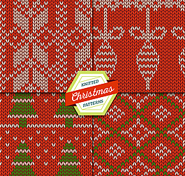 4款圣誕節(jié)針織花紋無縫背景矢量圖