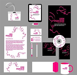 粉色女性辦公用品矢量素材