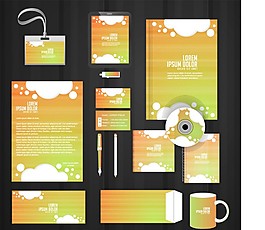可愛白云辦公用品矢量素材