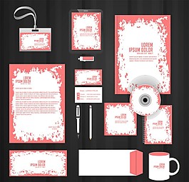 浪漫粉色辦公用品矢量素材