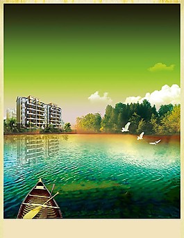 湖泊小船地產(chǎn)素材