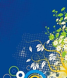 摘要花卉漩渦的藍色背景
