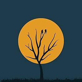 月亮樹(shù)夜剪影