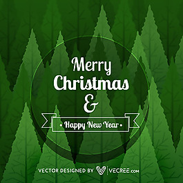 在綠樹的背景圣誕和新年的問候