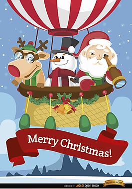 氣球飛行的圣誕人物