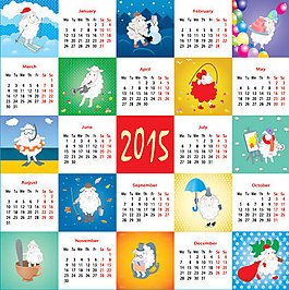 時髦的風格裝飾的2015日歷的羔羊