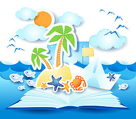 時(shí)髦的夏日海灘貼紙