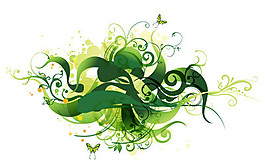 綠色漩渦花矢量插畫