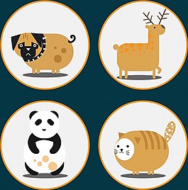 胖动物矢量图