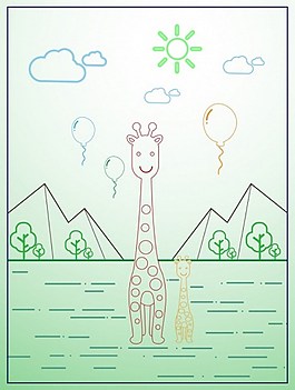 長頸鹿線條圖矢量圖