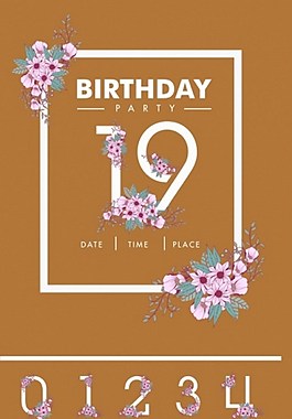 花朵数字边框背景矢量图