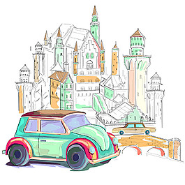 彩色建筑和汽車圖片1