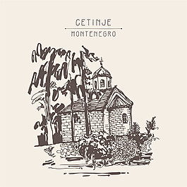 古典小鎮(zhèn)風光插畫圖片