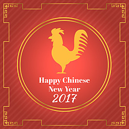 條紋背景金雞中國新年