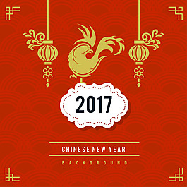 中國(guó)新年背景與紅色幾何形狀