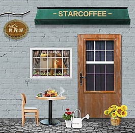 星巴克咖啡鋪店鋪正面背景