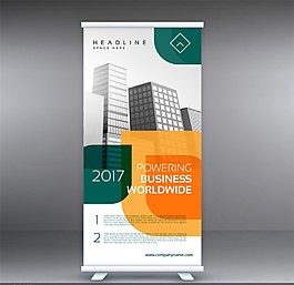 最新黄绿小清新商务海报矢量素材
