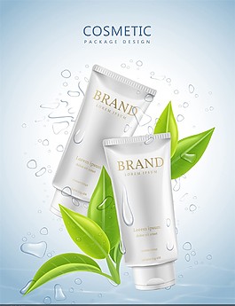 天然水潤(rùn)植物萃取護(hù)膚品宣傳海報(bào)矢量素材