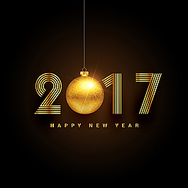 新年2017背景金色圣誕球