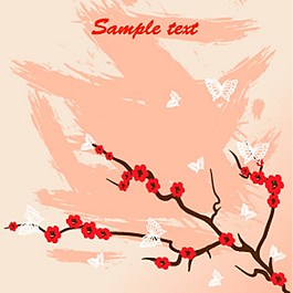 日式梅花背景插画矢量