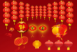 新年紅色燈籠素材