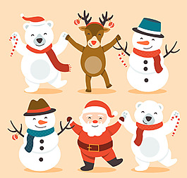 可愛的圣誕老人雪人