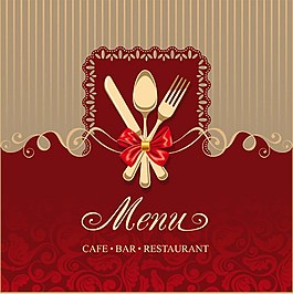 紅色餐具花紋矢量素材