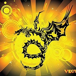 發(fā)光龍象征元素圖案背景矢量