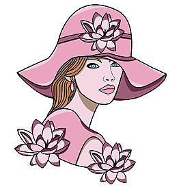 蓮花和帽子美女圖片