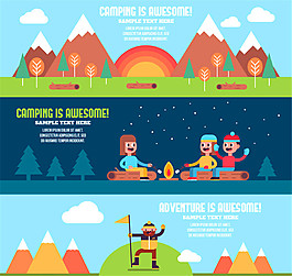 3款創(chuàng)意露營banner矢量素材