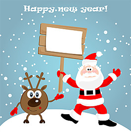 雪地的圣誕老人和糜鹿圖片