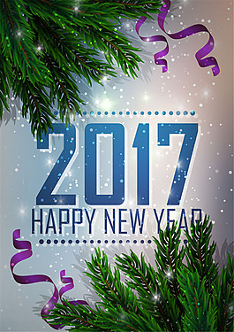 圣誕節(jié)松枝和飄帶圖片