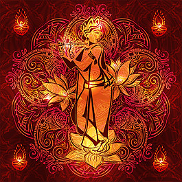 紅色蓮花神圖片