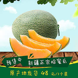 淘寶水果哈密瓜零食特產清新主圖直通車海報