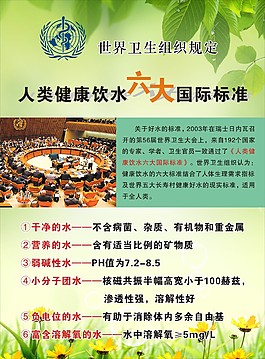 世界衛生組織 人類健康飲水六大國際標準