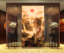 玄關(guān)裝飾畫虎