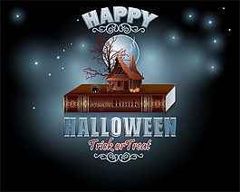 萬圣節(jié)書本和房屋圖片