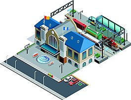 等距廣場建筑圖片
